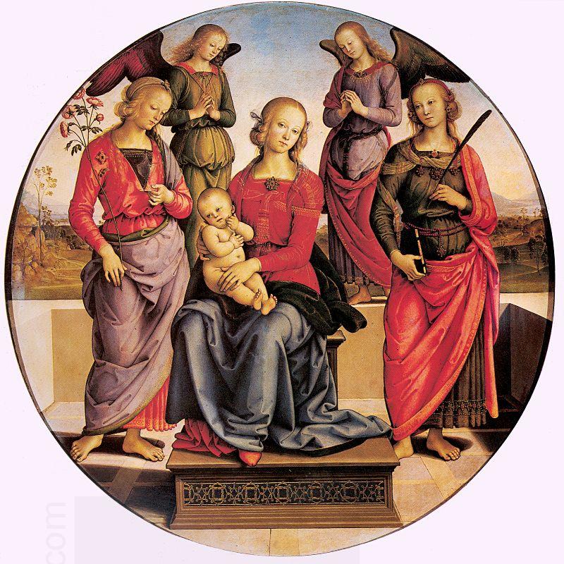 PERUGINO, Pietro Madonna Enthroned with Child and Two Saints China oil painting art